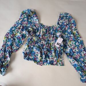 Square neck peplum blouse